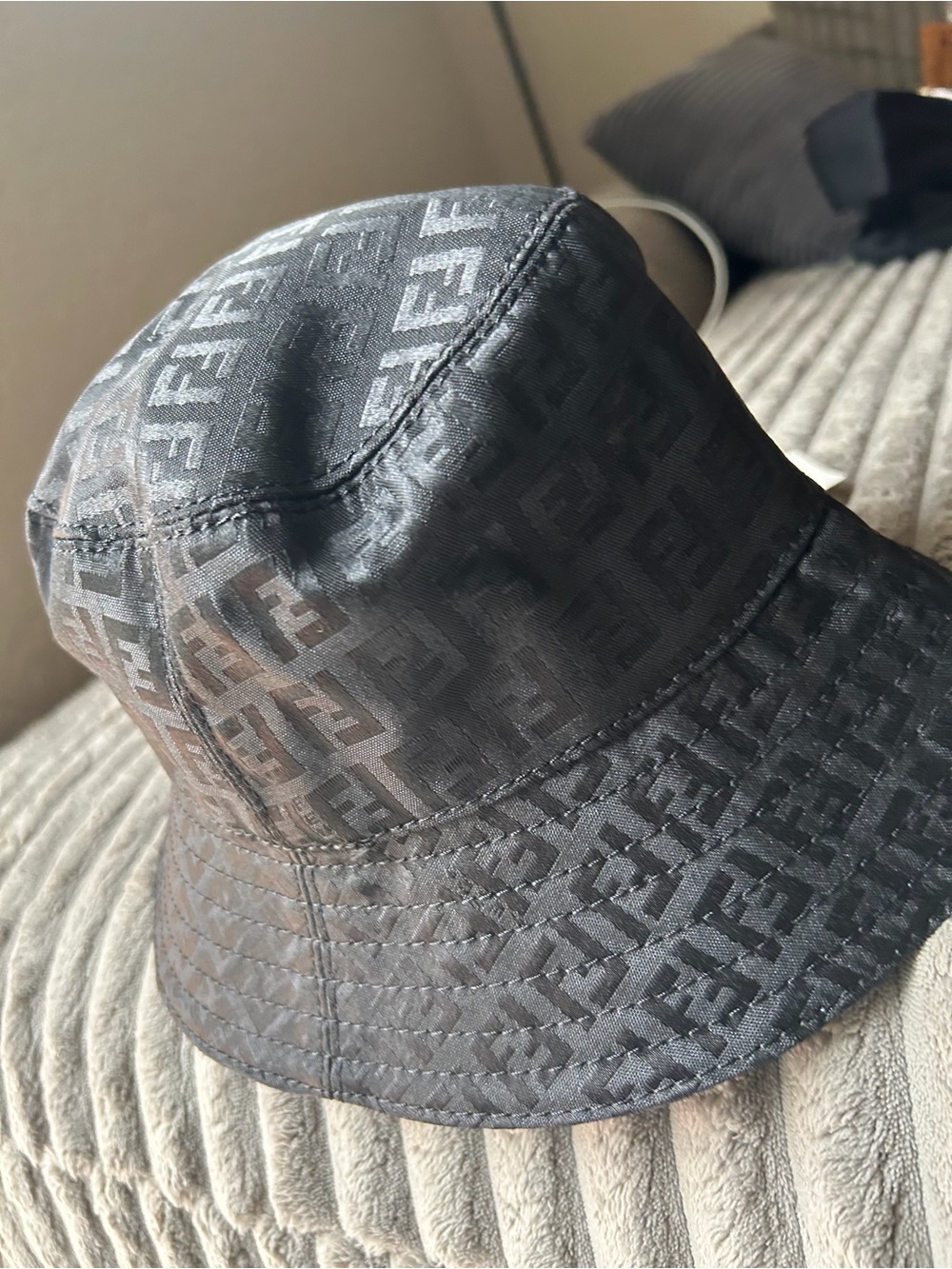 Fendi Black Monogram Bucket Hat